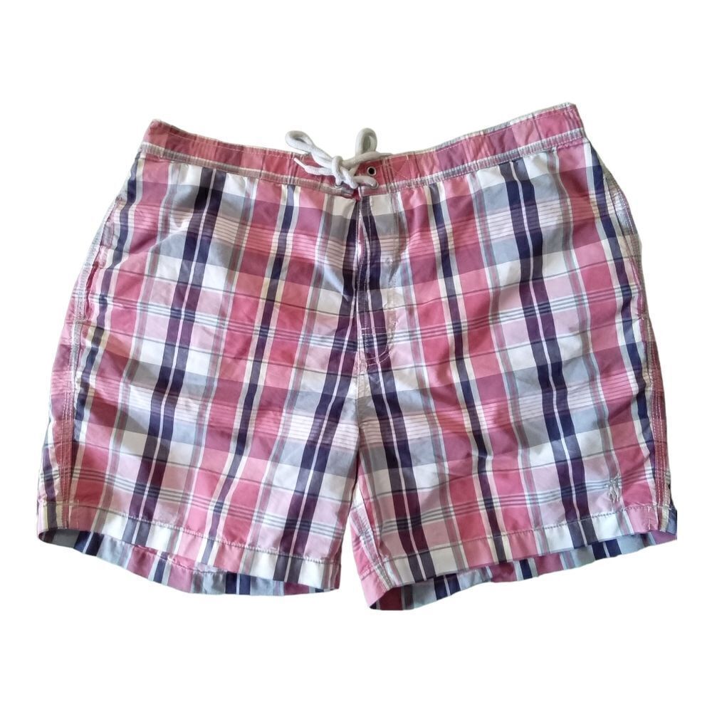 Polo Ralph Lauren Swim Shorts Size XL Plaid Drawstring and Velcro Closure